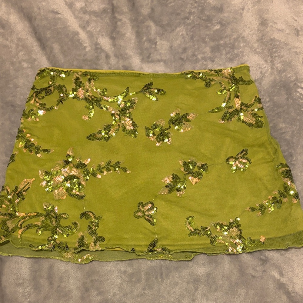 Green Sequin Embellished Skirt